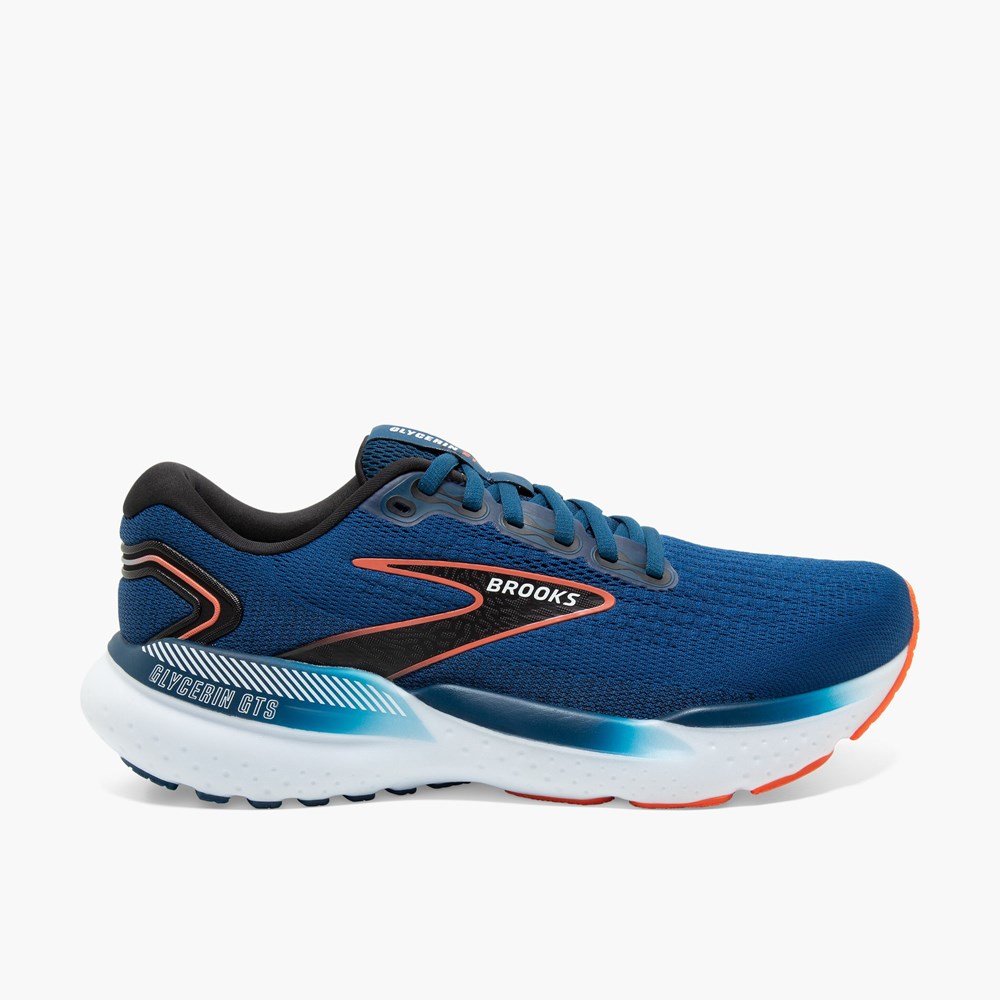 Chaussures Running Route Brooks Glycerin GTS 21 Bleu Noir Homme | AVY-0191645